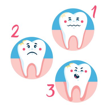 Step of gum disease flat cartoon illustration