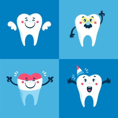 Flat Illustrations for children dentistry and kids about toothache