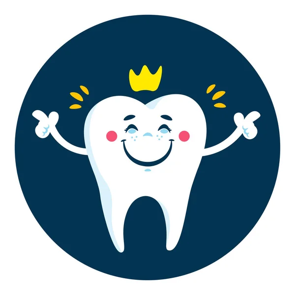 Cartoon clean tooth on blue background, clearing tooth process — Wektor stockowy