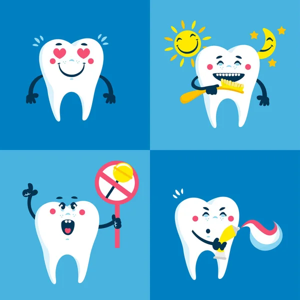 Flat Illustrations for children dentistry and kids about tooth — Wektor stockowy