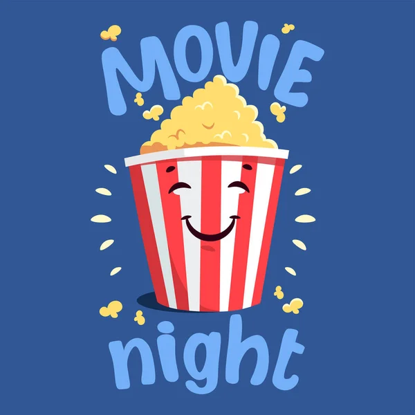 Flat modern illustration with cartoon movie popcorn