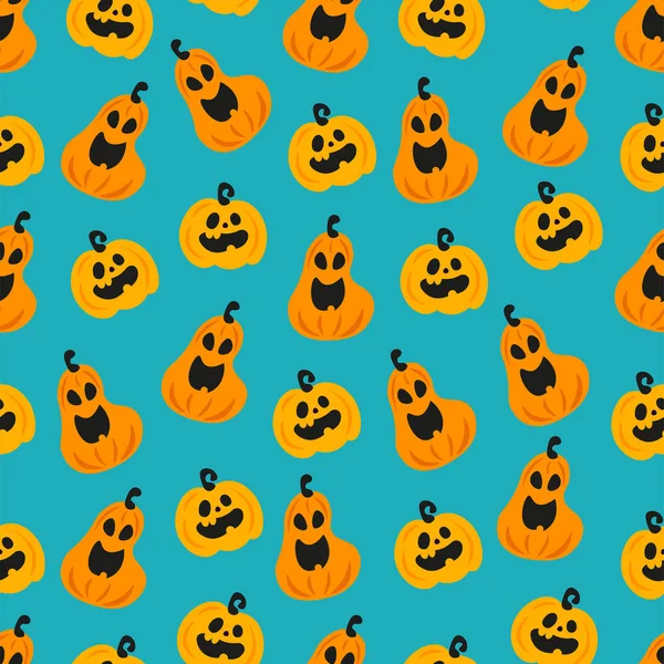 Halloween funny Pumpkin head vector seamless pattern. 