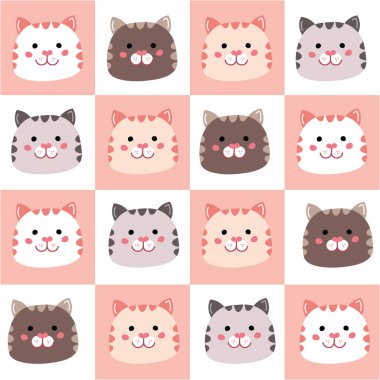 Seamless pattern with cute color cats for baby clothes or fabric