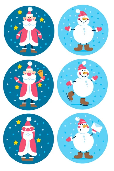Conjunto de lindos personajes de Navidad y Año Nuevo para diseño gráfico y web — Vector de stock