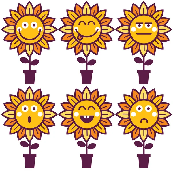 Adesivo etichetta icona avatar elemento logo con girasole — Vettoriale Stock