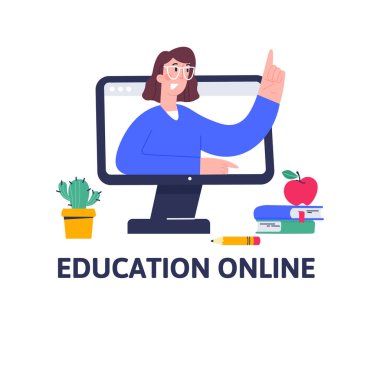 Çevrimiçi eğitim kavramı. Uzak eğitim kursları, dersler, seminerler, webinarlar.