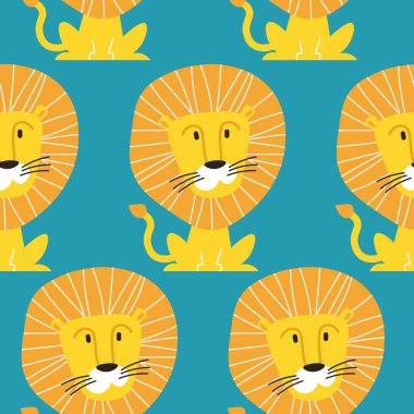 Mavi arka planda izole edilmiş denizci aslanlarla kusursuz bir düzen.