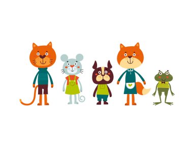 Kediler, fareler, köpekler, tilkiler ve kurbağalar da dahil olmak üzere şirin hayvanlar.. 