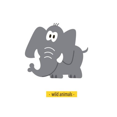 Beyaz arka planda izole edilmiş şirin vektör fil