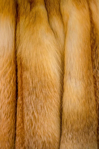 Fox fur. Red Fox tails. Several Fox tails close up