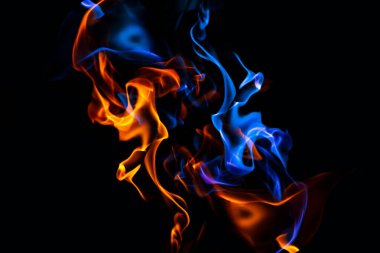 Red and blue fire on balck background clipart