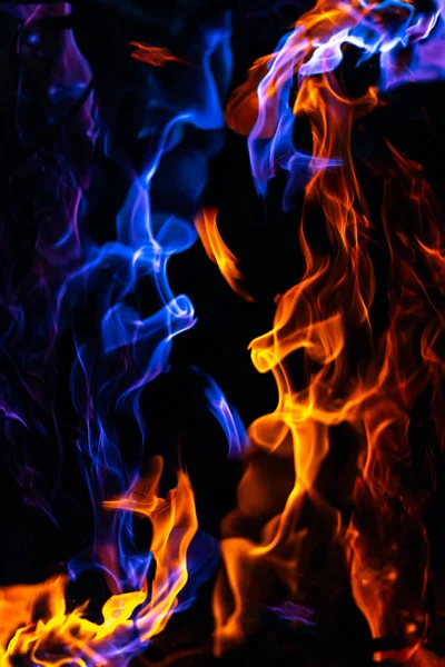 Red and blue fire on balck background — Stock Photo, Image