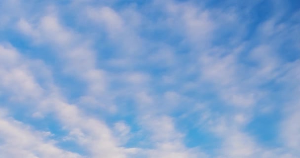 Nuvens onduladas movendo-se rapidamente no céu azul — Vídeo de Stock