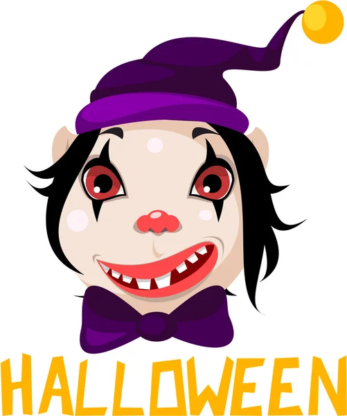 Korkutucu palyaço gülümseme ve kırmızı gözleri olan. Cadılar Bayramı. 