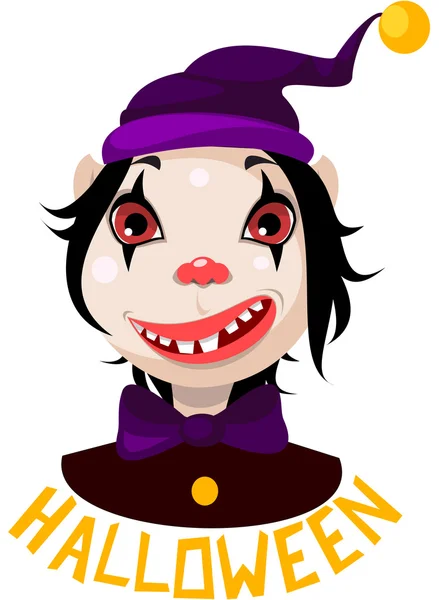 Korkutucu palyaço gülümseme ve kırmızı gözleri olan. Cadılar Bayramı. 