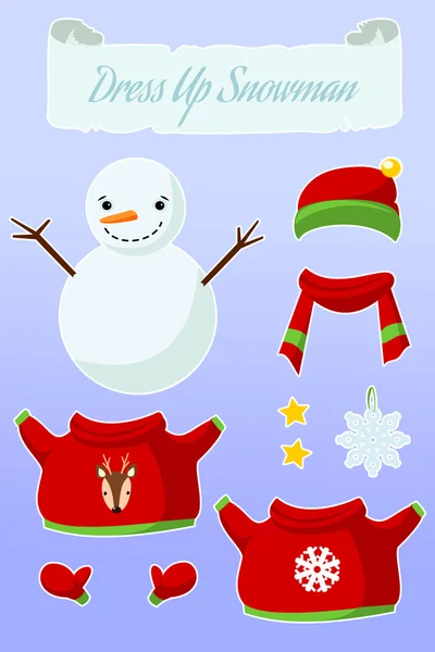 Φόρεμα μέχρι το παιχνίδι «Χιονάνθρωπο». Χαριτωμένο χαρτί κούκλα με ρούχα του χειμώνα. — Φωτογραφία Αρχείου