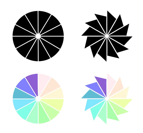 Infographics. On iki sektörler olan daireler.