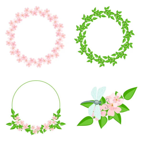 Apple çiçekli set yuvarlak çerçeve. 