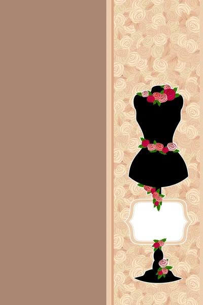 Manken, gül ve çerçeve arka plan. Shabby chic tarzı.