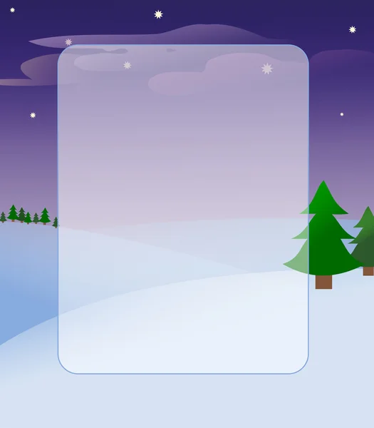 Nacht Winter Landschaft Hintergrund. Schnee, Bäume und Himmel. — Stockfoto