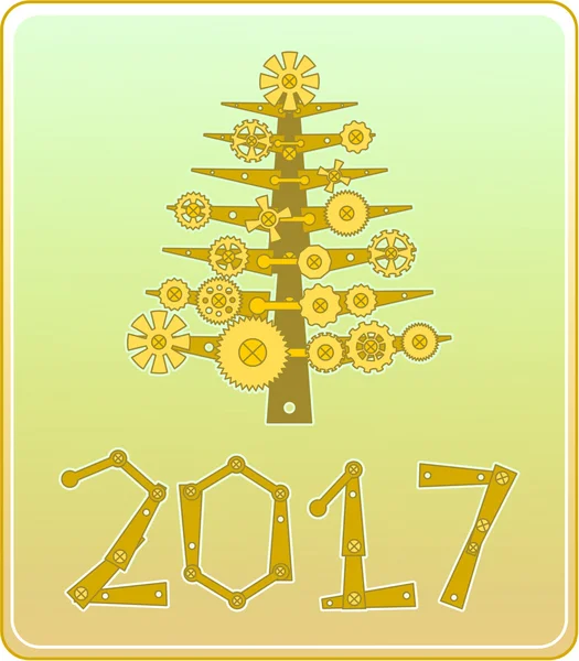Vites tebrik kartı steampunk Noel ağacı ile yapılan.