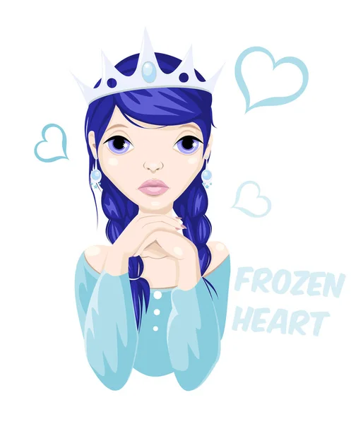 Hókirálynő kék hajjal portréja. Fagyasztott szív. — Stock Fotó