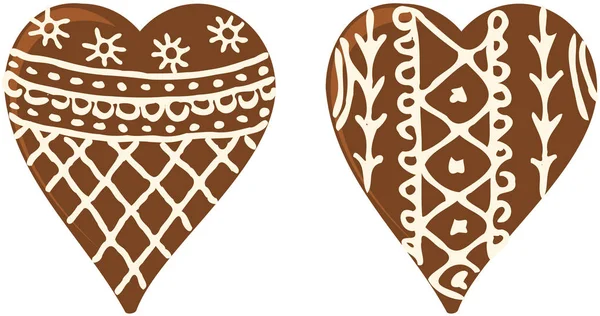 Bir şekilde dekore edilmiş gingerbread. Kalp şeklinde kurabiye.