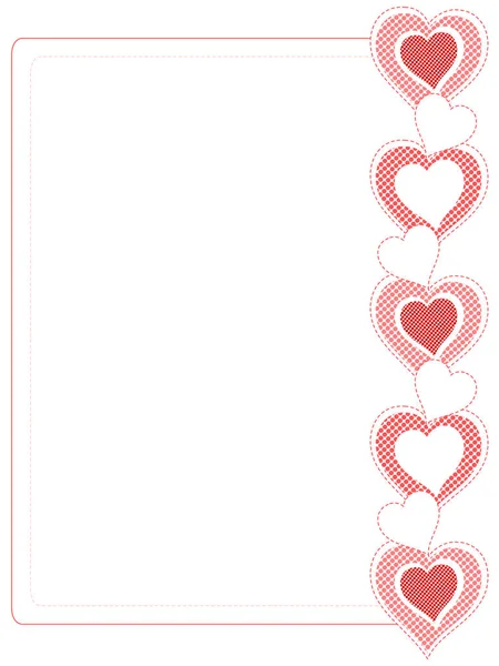 Large rectangular frame with border of several pink hearts of different sizes. — Stock Photo, Image