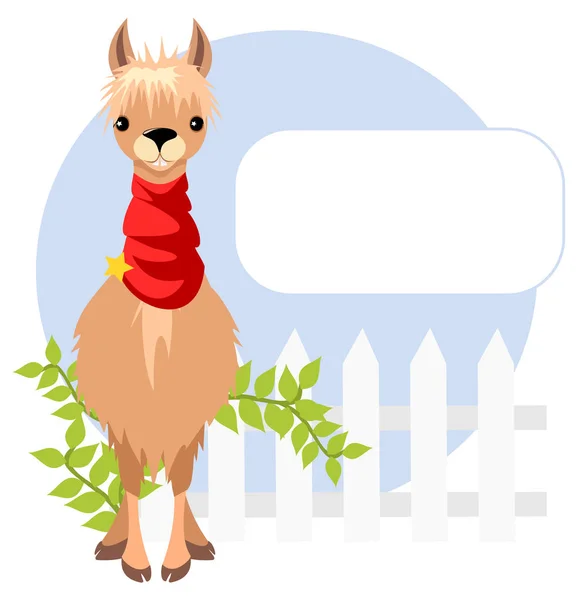 Şirin kabarık Lama. Ülke sahne.