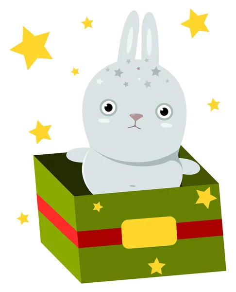 Hediye kutusu ile sevimli tavşan. Noel. 