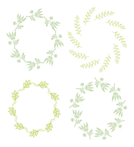 Bitkilerin yuvarlak basit çerçeve ayarla. Garland, çiçek ve yaprakları. 
