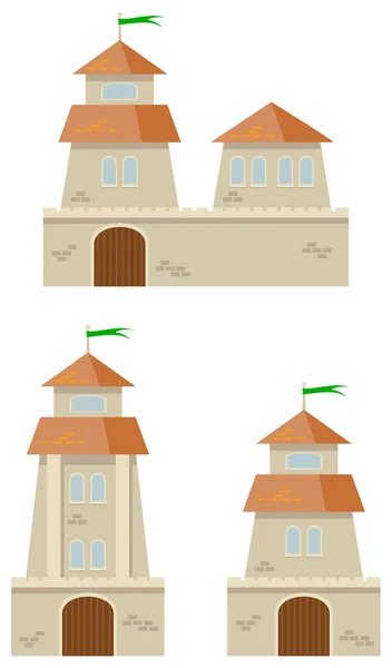 Döşenmiş bir çatı ile eski kaleler. 