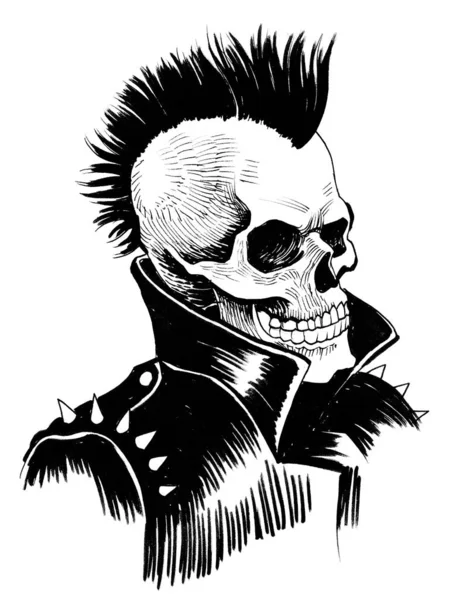 Dead Punk Ink Black White Drawing — 스톡 사진