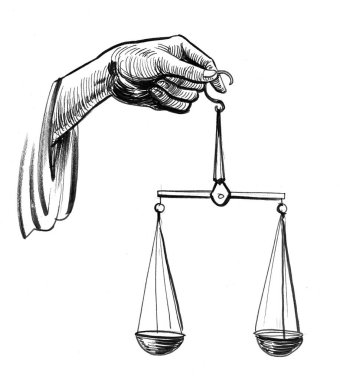 Adalet Tanrıçası bir tartı tutuyor