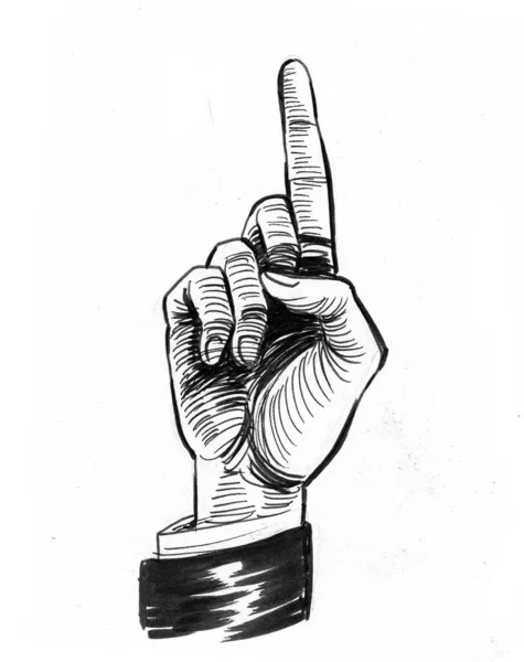 Eller Yukarı Mürekkep Siyah Beyaz Çizim — Stok fotoğraf