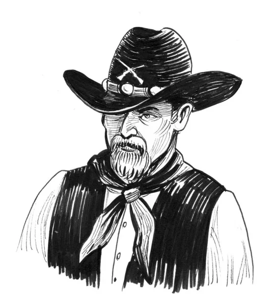 Sheriff Americano Dibujo Blanco Negro Tinta — Foto de Stock