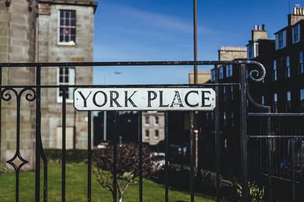 York Place Street Name Sign Broughton Edimburgo Scozia — Foto Stock