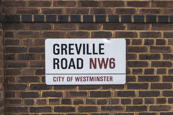 Londen Verenigd Koninkrijk Greville Road Name Sign John Wood City — Stockfoto