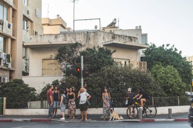 Tel Aviv / İsrail-12 / 10 / 18: 181 Hayarkon Caddesi 'ndeki iskan binasının ön cephesi, tımarhane olarak bilinir, Spiegel Park' ta görülen Tel Aviv setine bakıyor.
