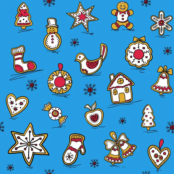 Christmas pattern with Gingerbreads — Stock Vector