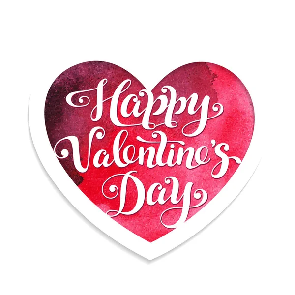 Carta di acquerello di vacanza con cuore rosso durante Giorno di San Valentino . — Vettoriale Stock
