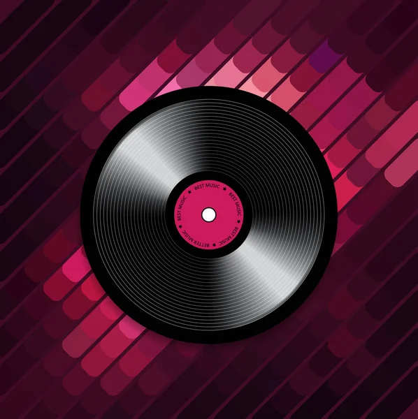 Abstracte muzikale achtergrond met vinyl record schijf. Sjabloon voor muziek folder, poster, brochure — Stockvector