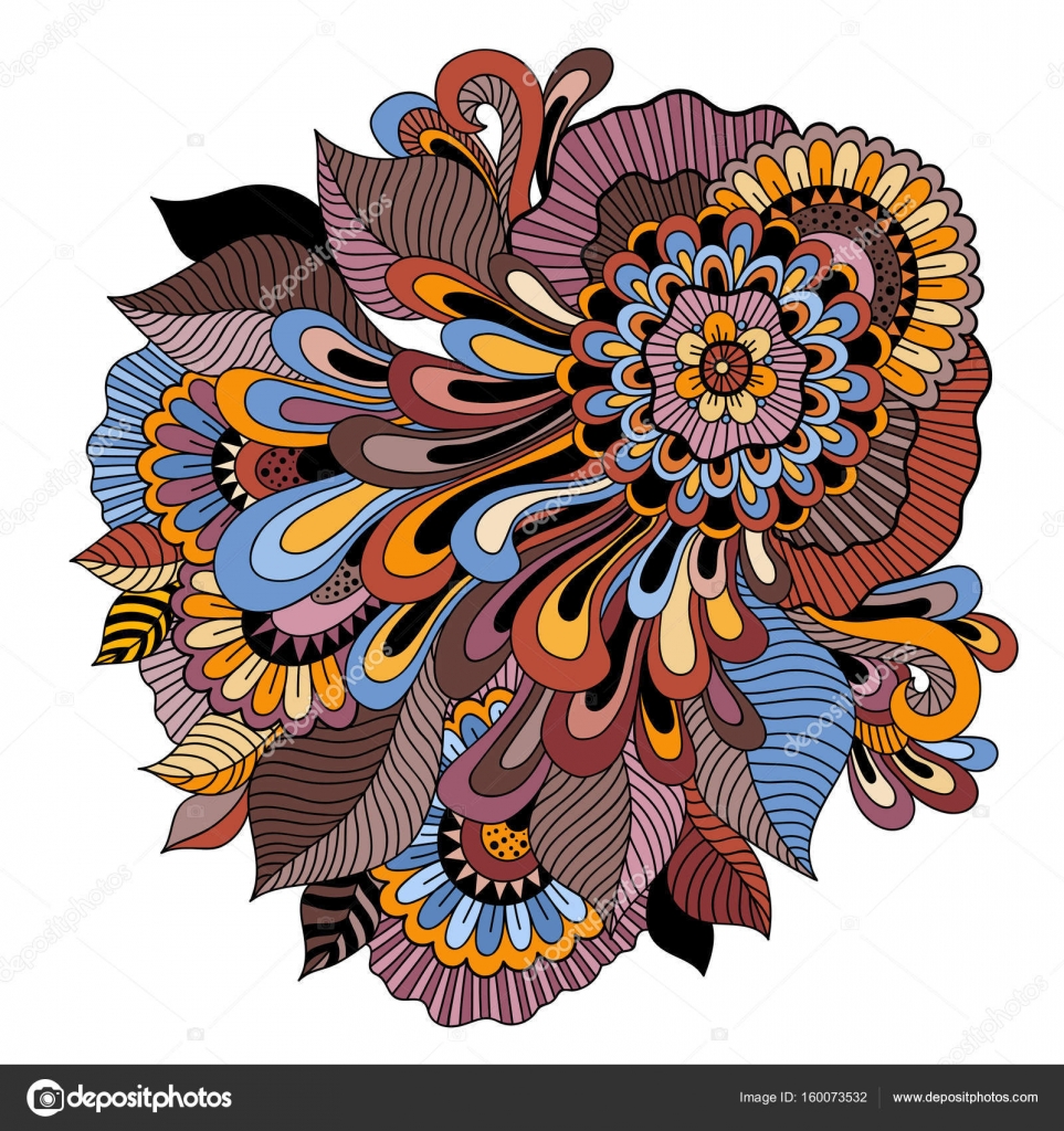 Beautiful Doodle Art Floral Composition Tattoo Flower Template