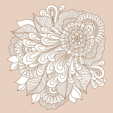 Güzel doodle sanat çiçek kompozisyon. Kına dövme çiçek şablon. Doodle çiçek Çizim. Zentangle çiçek süsleme