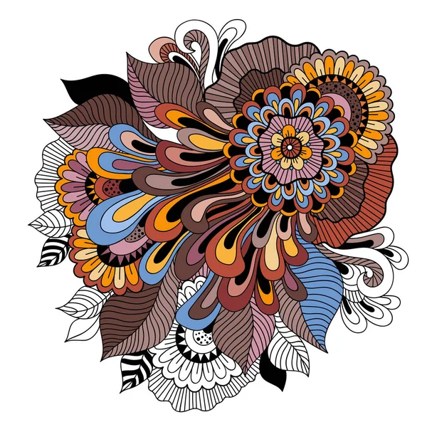 Prachtige doodle kunst bloemen samenstelling. Tattoo bloem sjabloon. Doodle floral tekening. Zentangle floral sieraad — Stockvector