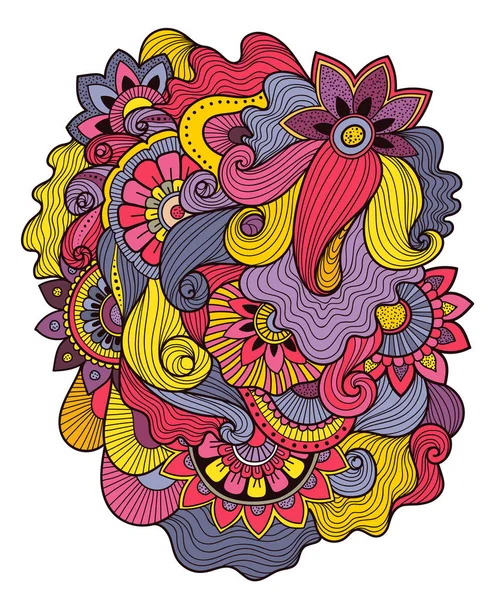 Schöne Doodle-Kunst florale Komposition. Tätowierblume Vorlage. Doodle Blumenzeichnung. Blütenschmuck — Stockvektor