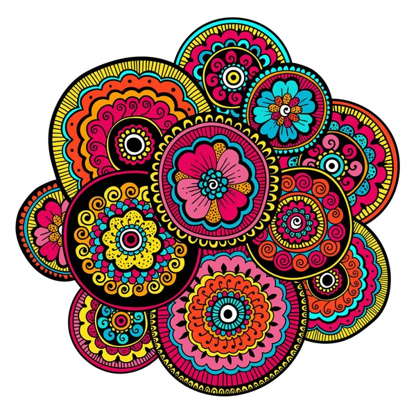 Ethnische Mehndi Ornament. Indischer Stil. schöne Doodle-Kunst florale Komposition. Doodle Blumenzeichnung. Zentangle-Ornament — Stockvektor