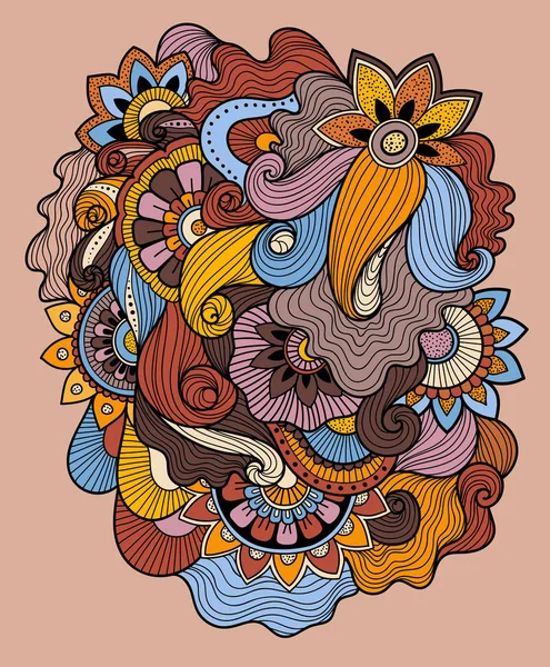 Güzel doodle sanat çiçek kompozisyon. Dövme çiçek şablon. Doodle çiçek Çizim. Zentangle çiçek süsleme — Stok Vektör