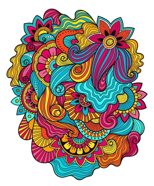 Gyönyörű doodle művészet virág kompozíció. Tetoválás virág sablon. Doodle virág rajz. Zentangle virág dísz — Stock Vector
