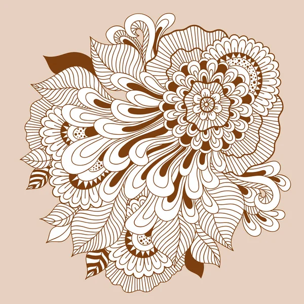 Güzel doodle sanat çiçek kompozisyon. Kına dövme çiçek şablon. Doodle çiçek Çizim. Zentangle çiçek süsleme
